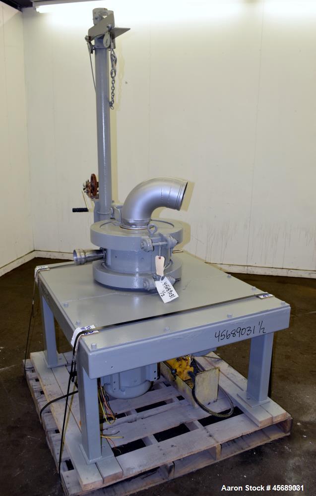 Used Kemutec PPS Air Classifying Mill, Model 2 CMT, Carbon Steel. Approximate 13" diameter grinding chamber. Rotor driven by a 10hp, 3/60/208-230/460 volt, 3500 rpm motor, classifier wheel driven by ...