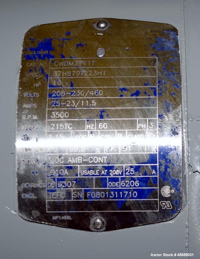 Used Kemutec PPS Air Classifying Mill, Model 2 CMT, Carbon Steel. Approximate 13" diameter grinding chamber. Rotor driven by a 10hp, 3/60/208-230/460 volt, 3500 rpm motor, classifier wheel driven by ...