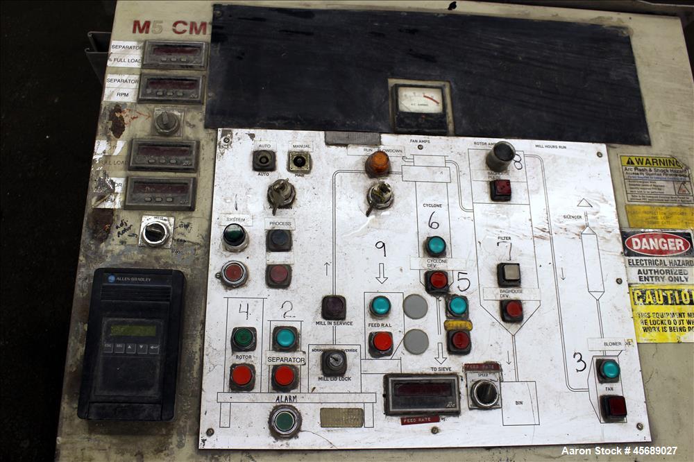Used PPS Kemutec Air Classifier Mill, Model 5-CMT, Carbon Steel.