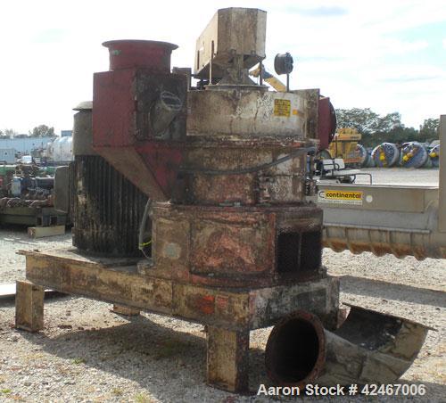 Used Micron Powder Systems Air Classifying Mill, Model 60ACM, Carbon Steel. Approximate 30’’ diameter grinding chamber. Maximum rotor speed 3000 rpm, driven by a 125hp, 3/60/460 volt, 1780 rpm motor....