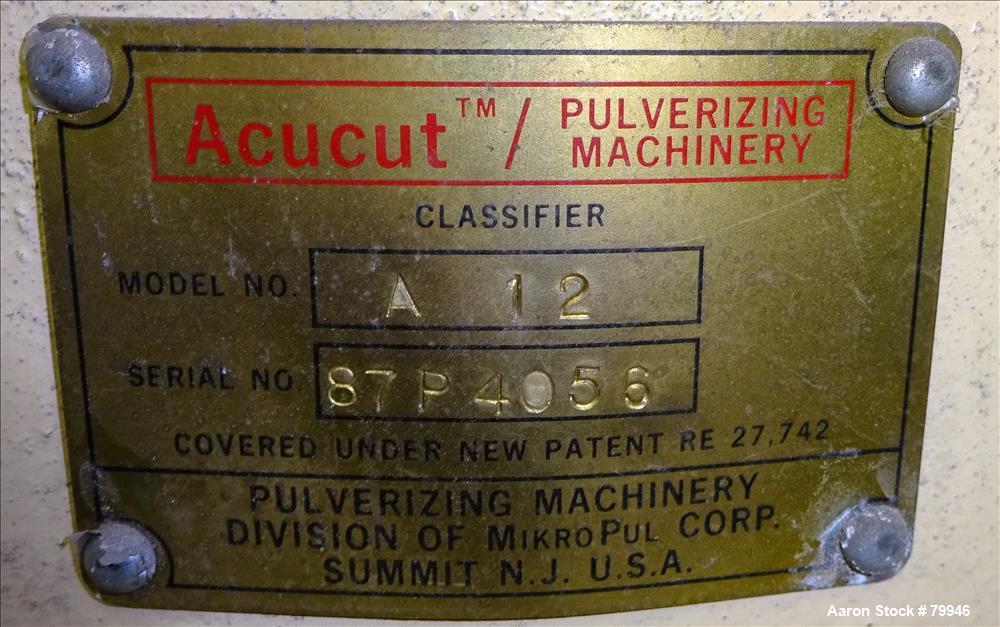 Used: Micron Powder Systems (Majac) model A-12 Accucut classifier