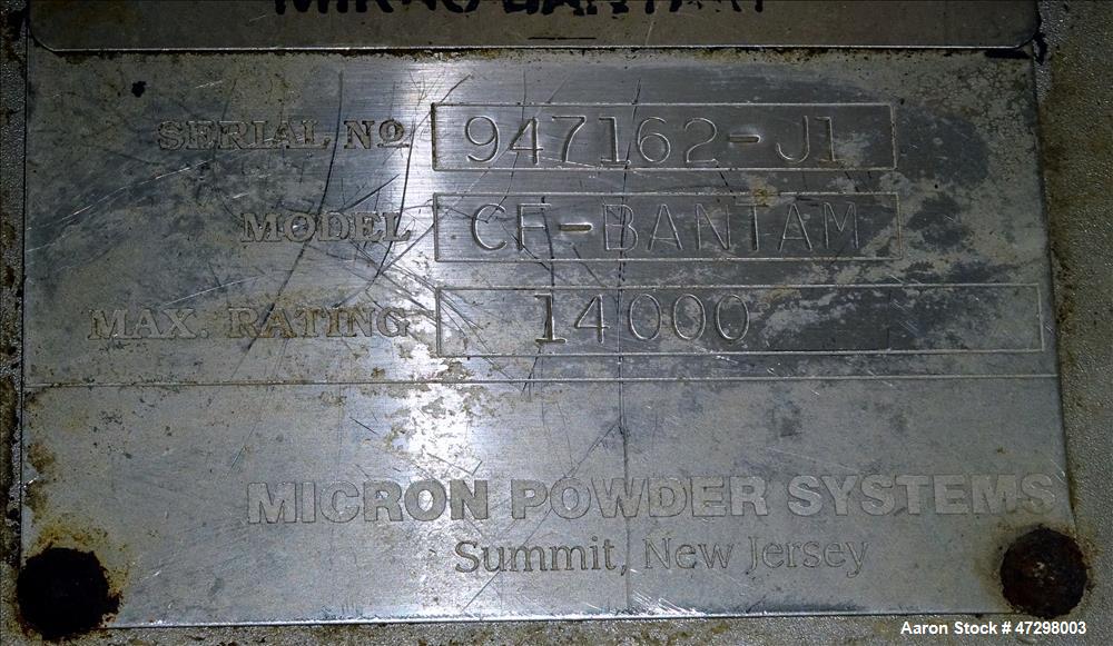 Used Micron Powder Systems Mikro Bantam Pulverizer Hammer Mill, Model CF
