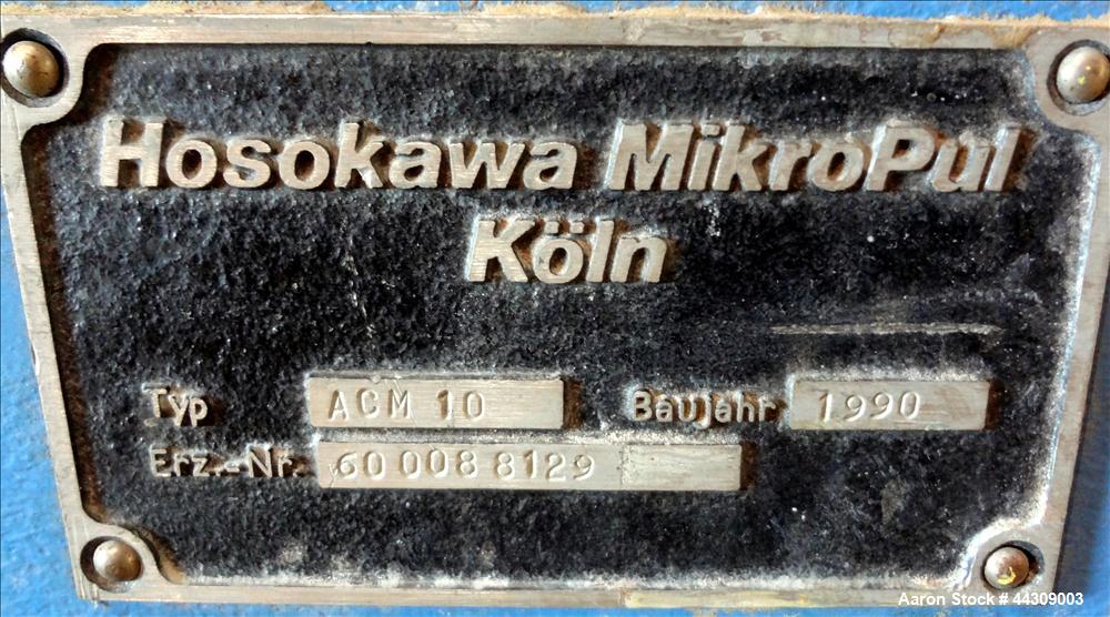 Used Hosakawa Mikropul Koln ACM10 Air Classifying Mill