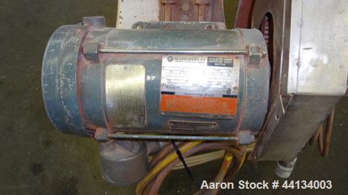 Used Mikro Pulverizer Hammer Mill, Model 1SH, 304 Stainless Steel. Approximately 8" diameter x 3-1/2" deep chamber with (6) 3” wide swinging stirrup hammers. Dual screw feed with hopper, driven by a ...