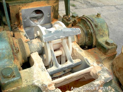 USED: Mikro Pulverizer Model 1SH, carbon steel. Approximate 6" diameter rotor with (6) 3" wide swinging stirrup hammers. 1-1/2" diameter x 8" long screw feed with hopper, driven by a 1/3 hp, 1/60/115...