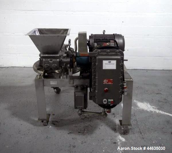 Used Mikro Pulverizer, Model 2DH. 316 Stainless steel construction, twin horizontal screw feeder with 0.5 hp drive, on stainless steel base with 20 hp 230/460 volt main drive, XP design, serial# 5930...