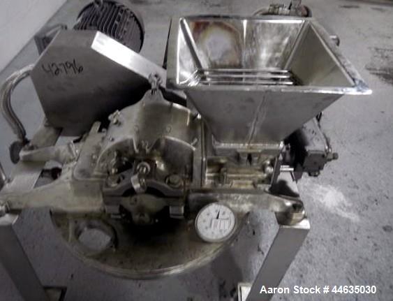 Used Mikro Pulverizer, Model 2DH. 316 Stainless steel construction, twin horizontal screw feeder with 0.5 hp drive, on stainless steel base with 20 hp 230/460 volt main drive, XP design, serial# 5930...