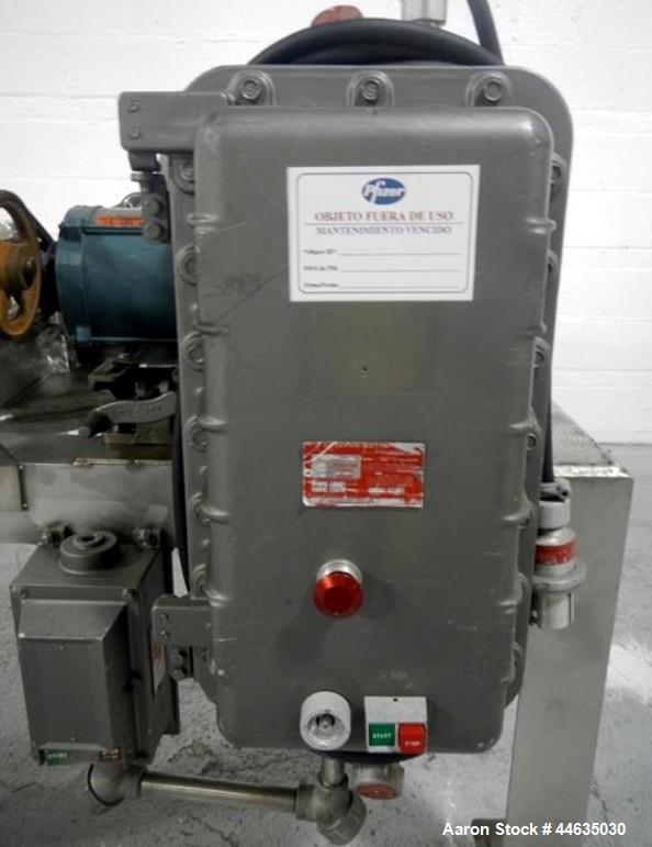 Used Mikro Pulverizer, Model 2DH. 316 Stainless steel construction, twin horizontal screw feeder with 0.5 hp drive, on stainless steel base with 20 hp 230/460 volt main drive, XP design, serial# 5930...