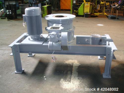 Used Mikro Air Classifying Mill, Model 30 ACM, Carbon Steel. Approximate 30’’ diameter grinding chamber. Rotor speed 4320 to 5770 rpm, driven by a 30 hp, 3/60/230/460 volt motor. Separator wheel 600 ...