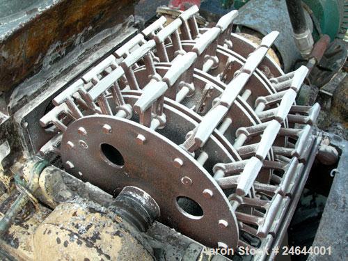 Used Mikro Pulverizer, Model 3TH, Carbon Steel. 14" Diameter x 14" wide rotor with approximate 14 rows of 4 swinging stirrup hammers. Gravity feed with chute, bottom screen, bottom discharge. Driven ...