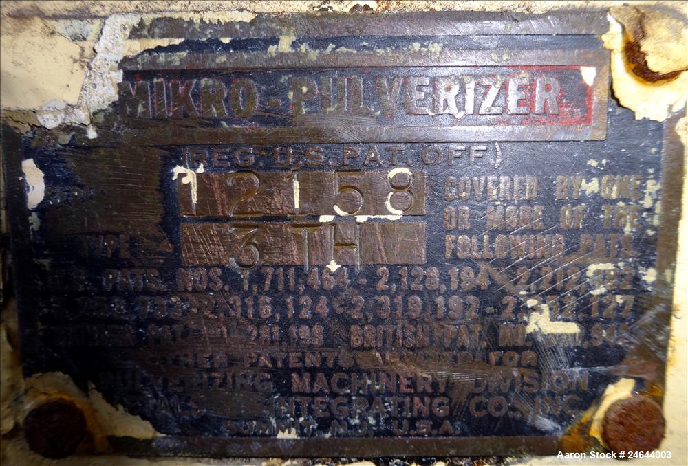 Used Carbon Steel Mikro pulverizer, model 3TH