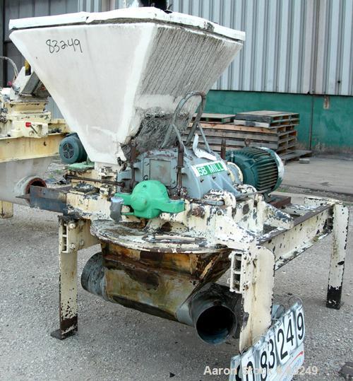 Used Mikro Pulverizer, Model 3TH, Carbon Steel. 14" Diameter x 14" wide rotor with approximately 14 rows of 4 swinging stirrup hammers. Triple screw feed with hopper, approximately 3" diameter screws...