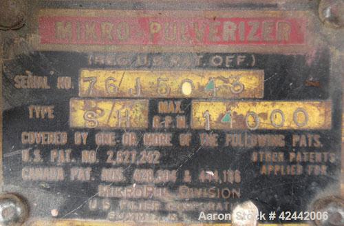 Used Carbon Steel Mikro Pulverizer Hammer Mill, model Bantam