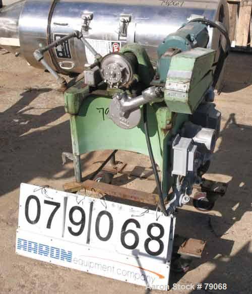 Used Mikro Pulverizer, Model CF, 316 Stainless Steel. 3" diameter rotor with (6) 1-1/2" wide swing hammers. 1" diameter screw feed driven by a 1/3 HP motor. Main drive is 1 HP motor. Unit mounted on ...