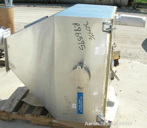 Used Mikro Pulverizer, Carbon Steel. Approximate 20" diameter x 12" wide rotor with 16 rows of 4 swinging stirrup hammers. 13" x 15" top feed with 304 stainless steel hopper, triple screw chamber fee...