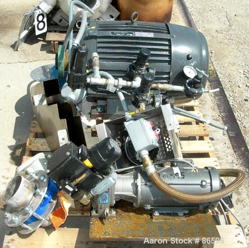 Used Mikro Pulverizer, Carbon Steel. Approximate 20" diameter x 12" wide rotor with 16 rows of 4 swinging stirrup hammers. 13" x 15" top feed with 304 stainless steel hopper, triple screw chamber fee...
