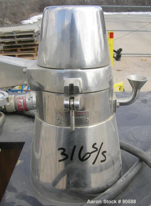 Used: Mikro ACM pulverizer, model 1ACM, 316 stainless steel. 20 to 70 CFM.Approximately 4 1/2" diameter grinding chamber with liner, approximately 2 1/2" diameter separator wheel.Rotor speed 22,000 r...