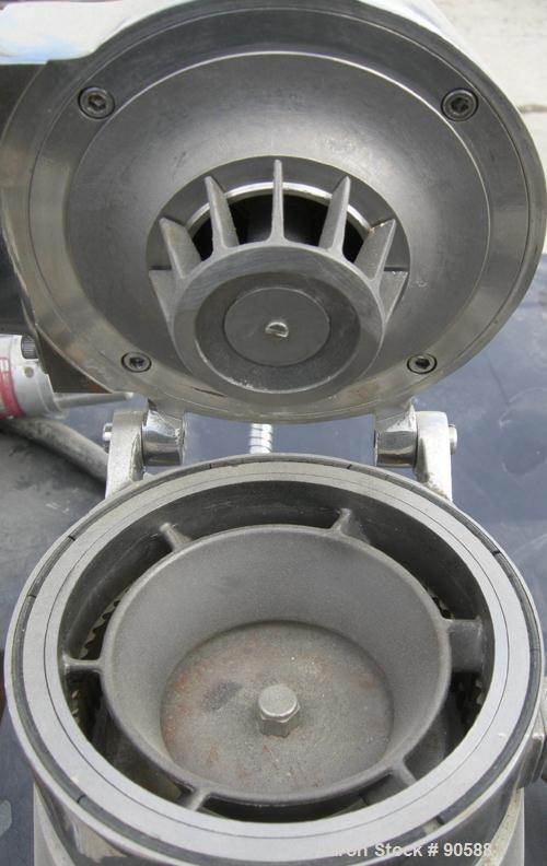 Used: Mikro ACM pulverizer, model 1ACM, 316 stainless steel. 20 to 70 CFM.Approximately 4 1/2" diameter grinding chamber with liner, approximately 2 1/2" diameter separator wheel.Rotor speed 22,000 r...