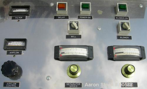 Used: Mikro ACM pulverizer, model 1ACM, 316 stainless steel. 20 to 70 CFM.Approximately 4 1/2" diameter grinding chamber with liner, approximately 2 1/2" diameter separator wheel.Rotor speed 22,000 r...