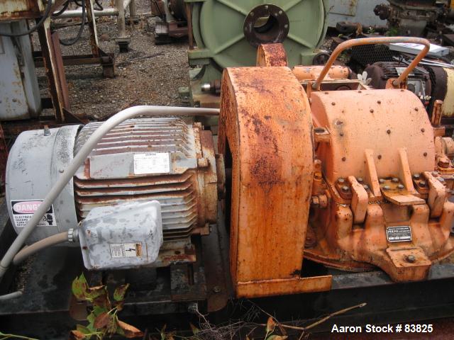 USED: Pulva Corp Pulverizer, model C, carbon steel. Double screw feed. Driven by a 3/4 hp motor. Main drive is a 40 hp, 230/460 volt motor. Base mounted.