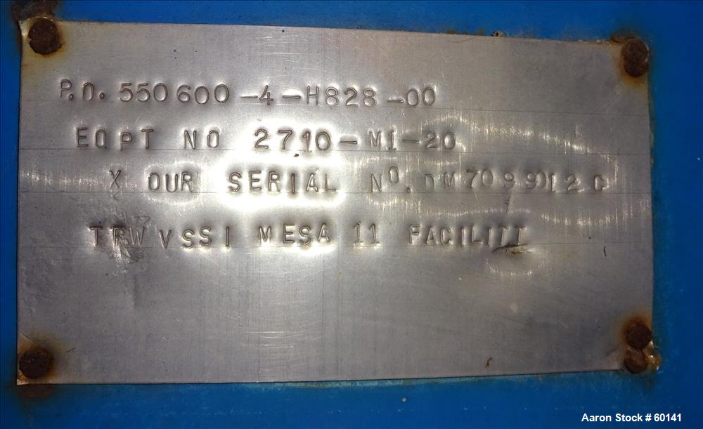 Used Stainless Steel Sweco Vibro Energy Dry Grinding Mill, Model DM70-RC