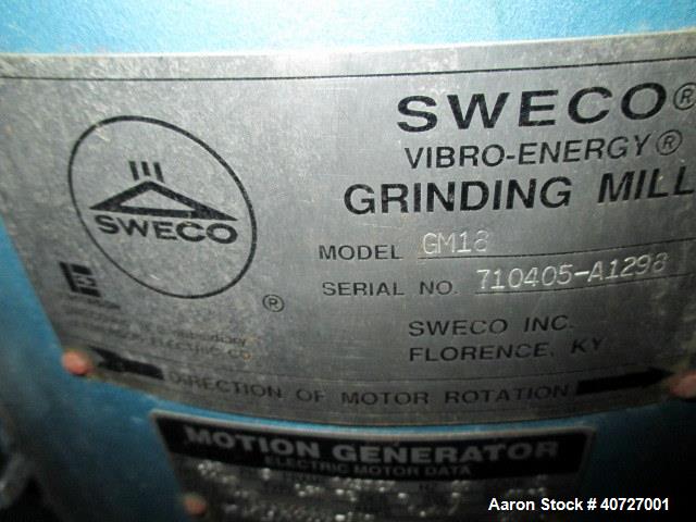 Used Sweco Vibro Energy Grinding Mill, model GM18