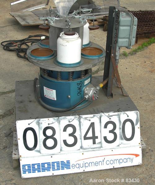 USED: Sweco vibro energy grinding mill, model M18. Unit can accept (5) 5" diameter x 5-1/2" deep ceramic jars, (2) included. (5) Lid clamps and jar holders. Driven by a 1/4 hp, 3/60/440 volt, 1140 rp...