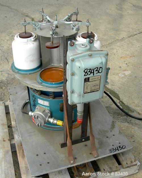 USED: Sweco vibro energy grinding mill, model M18. Unit can accept (5) 5" diameter x 5-1/2" deep ceramic jars, (2) included. (5) Lid clamps and jar holders. Driven by a 1/4 hp, 3/60/440 volt, 1140 rp...