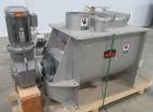 Used Kason Ribbon Blender, Stainless Steel. Driven by 4hp, 3/60/230/460 volt, 1763/15 rpm gear motor. Center bottom outlet.