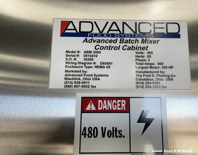 Advanced Food Systems 2000 lb High Speed Batch Mixer
