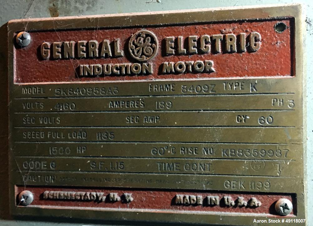 Used Farrel Banbury Mixer, Model 9D. Approximate chamber gross volume 182 liters (48 gallons, 11,120 cubic inches), approximate compound capacity 390 pounds. Jacketed chrome plated sides and door top...