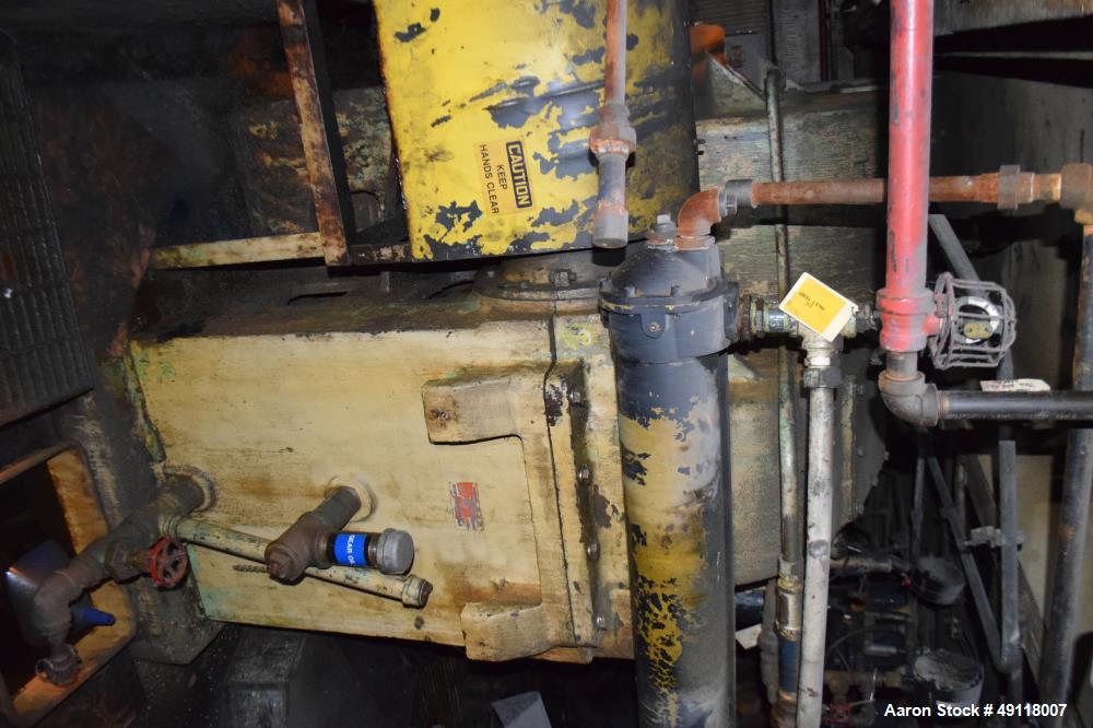 Used Farrel Banbury Mixer, Model 9D. Approximate chamber gross volume 182 liters (48 gallons, 11,120 cubic inches), approximate compound capacity 390 pounds. Jacketed chrome plated sides and door top...