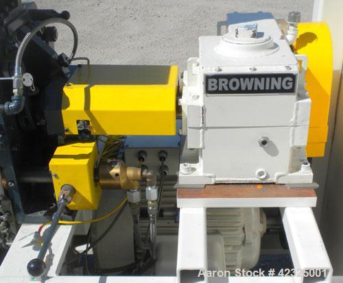 Used Farrel Laboratory Size Banbury Mixer, Model BR1600. Chamber net volume 1.6 liters (0.41 gallons), approximate compound capacity 1.2 kg (2.6 pounds). Jacketed stainless steel sides, rated 150 psi...
