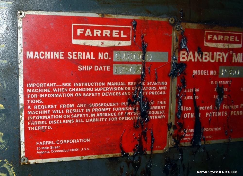 Used Farrel Banbury Mixer, Model F80.