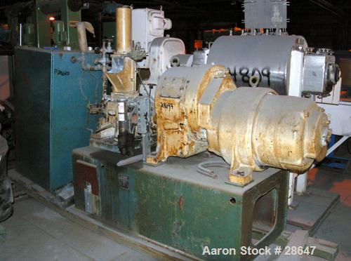 Used Farrel-Birmingham Banbury Mixer,  Model B, Carbon Steel. 2.6 pound capacity, side open design. Air operated feed ram with flat style floating weight. Two wing rotor. 4 speed drive. Driven by a 2...