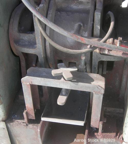 Used Farrel Banbury Mixer, Model 00C. Jacketed chamber, drop door design, rated 150 PSI water or steam. Wing style cored rotors, approximately 125/62.5 RPM. Gross chamber liquid capacity 1.2 gallons....