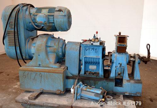 Used Teledyne Readco 5" High Intensity Batch Mixer Compounder, 100 Cubic Inch (0.43 gallon), 304 Stainless Steel. Jacketed bowl, cored rotors, co-rotating design. 5-1/2" x 5" Top feed opening with ho...