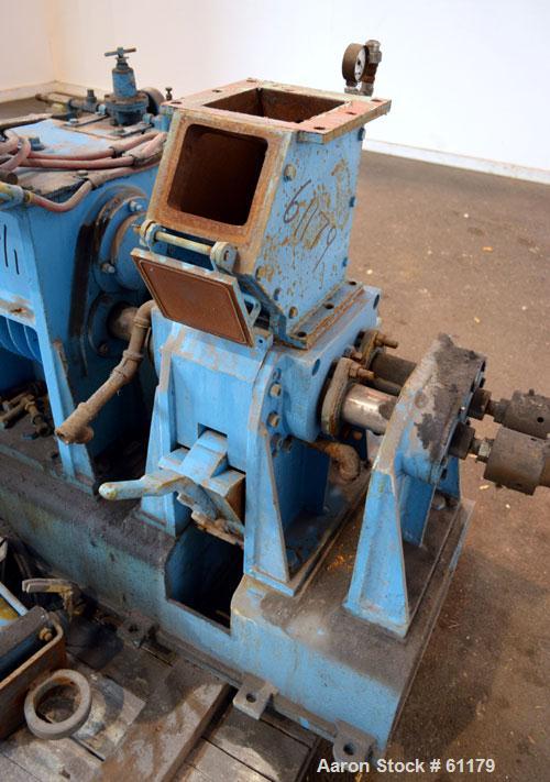 Used Teledyne Readco 5" High Intensity Batch Mixer Compounder, 100 Cubic Inch (0.43 gallon), 304 Stainless Steel. Jacketed bowl, cored rotors, co-rotating design. 5-1/2" x 5" Top feed opening with ho...