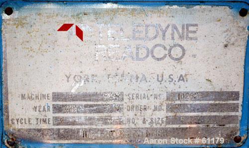 Used Teledyne Readco 5" High Intensity Batch Mixer Compounder, 100 Cubic Inch (0.43 gallon), 304 Stainless Steel. Jacketed bowl, cored rotors, co-rotating design. 5-1/2" x 5" Top feed opening with ho...