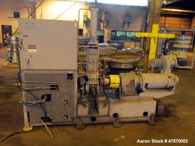 Used Stewart Bolling Lab Internal Rotor Mixer, Model 00. 1.6 Liter mixer volume, driven by a 30hp DC motor with SCR control. Serial# 1.88.13977.