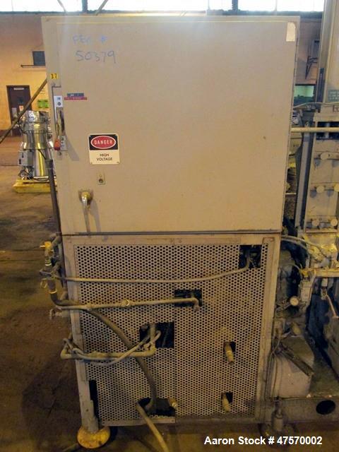 Used Stewart Bolling Lab Internal Rotor Mixer, Model 00. 1.6 Liter mixer volume, driven by a 30hp DC motor with SCR control. Serial# 1.88.13977.
