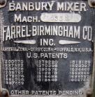 Used Farrel-Birmingham Banbury Mixer,  Model B, Carbon Steel. 2.6 pound capacity, side open design. Air operated feed ram with flat style floating weight. Two wing rotor. 4 speed drive. Driven by a 2...