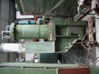 Used Farrel Pomini Banbury Mixer, Model F80. Jacketed chamber, drop door design. 4 wing style cored rotors, approximately 35-70 rpm. Mixing chamber 21.2 gallon (80 liter), max batch weight 132 pounds...