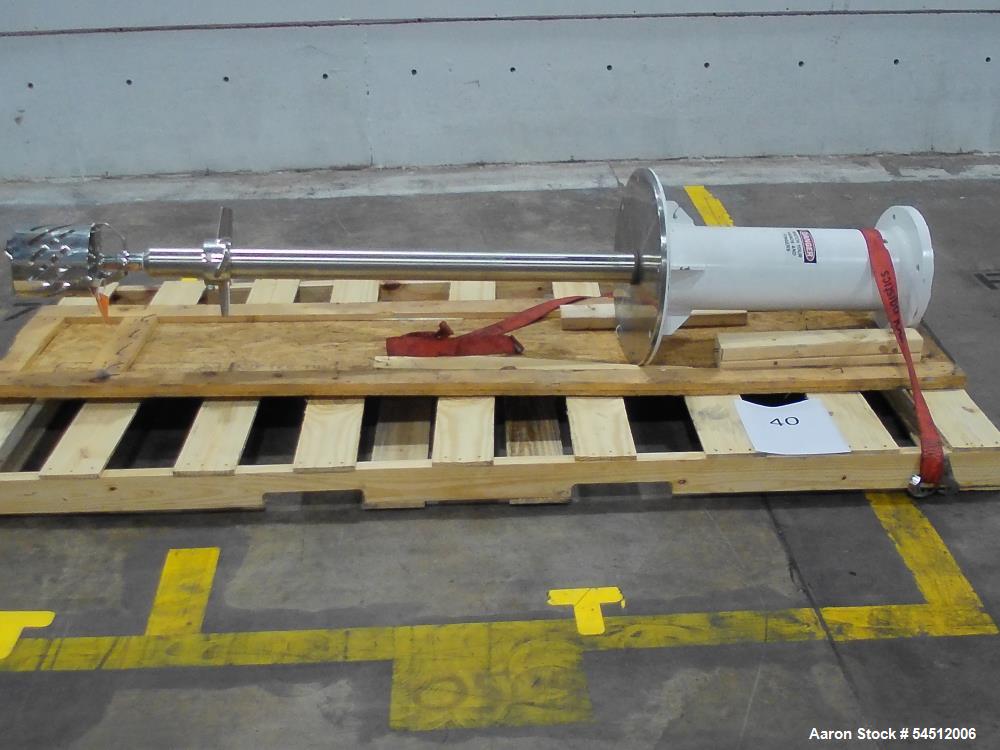 Unused- Admix Tote Base Mixer, Model Rotosolver. 40 HP. Stainless steel.Model250RS175:Shaft speed 1750 rpmMotor: 40HP, 1750 rpm, explosion proof, 3/60/230/460vShaft: 3.15" - diameter (limit 55 thru 7...