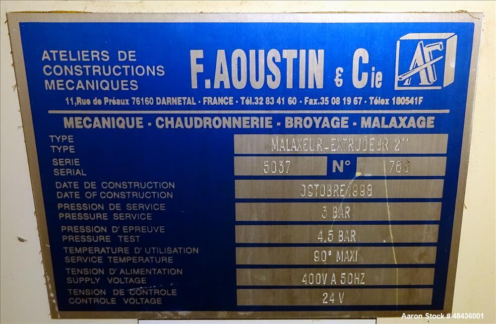 Used- F. Aoustin Malaxeur Extrudeur / Extruder Twin-Screw Continuous Mixing/Extr