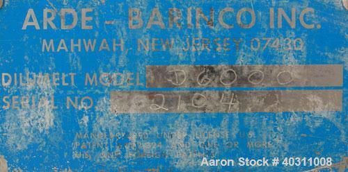 Used Arde Barinco Continuous Inline Mixing System consisting of: (1) Arde Barinco Dispershear mixer, model D6000, 316 stainless steel. Approximately 6 to 75 gallons per minute, 1 to 350 pounds an hou...