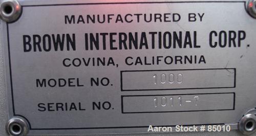 Used Stainless Steel Brown International Corp Twin Shaft Paddle Style Continuous Mixer, Model 1000