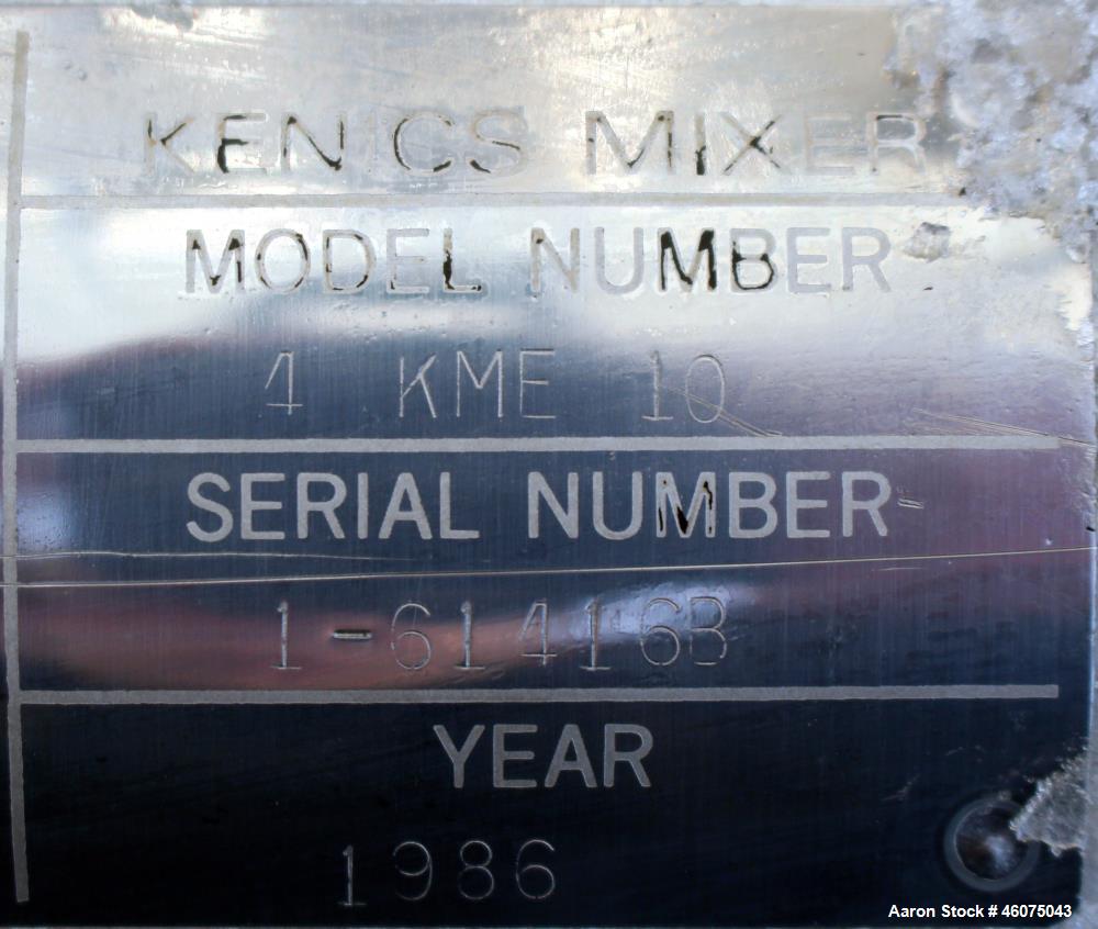 Used Chemineer Kenics Fixed Element Static Mixer, Model 4-KMS-10, Stainless Steel. Approximate 4" diameter x 57" long tube, rated 900 psi at 650 degrees F, jacket rated 400 psi at 650 degrees F. Seri...