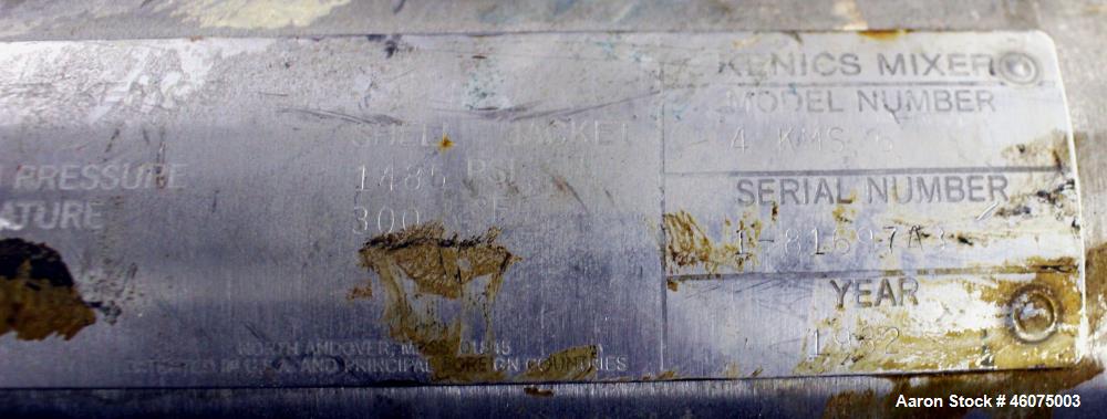 Used Chemineer Kenics Fixed Element Static Mixer, Model 4-KMS-6, Stainless Steel. Approximate 4" diameter x 42" long tube, rated 1485 psi at 300 degrees F. Serial# 1-81697A3, built 1982.