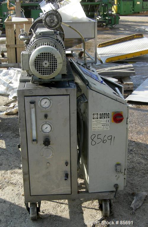 USED: Hansa Eco-Mix continuous dynamic foam generator, model Ecomix, 304 stainless steel. Approximately 8-1/2" diameter x 11-3/8" deep horizontal chamber with mixing pins. 2" NPT inlet, 1" NPT outlet...